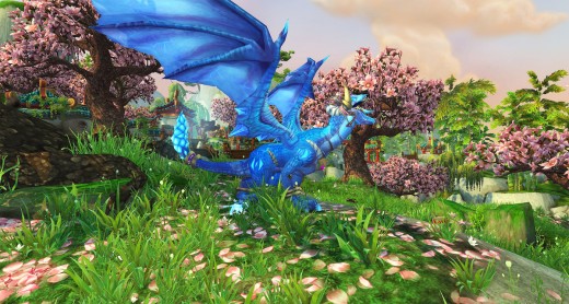 A blue dragon roars in Jade Forest.