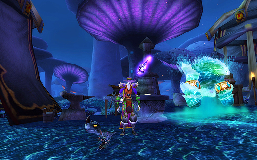 Misandry stands in Zangarmarsh in her clown outfit.