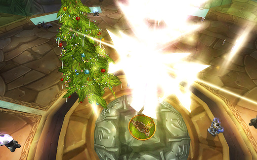 Adal floats over a Christmas tree in Shattrath