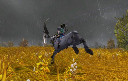 Guildmate rides me as a stag across Westfall.