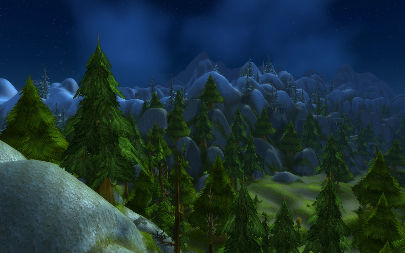 Same vista view of Loch Modan, now at night, with better graphical settings.