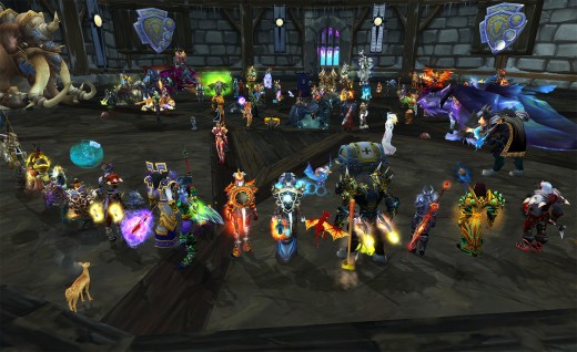 A mass of World of Warcraft players.