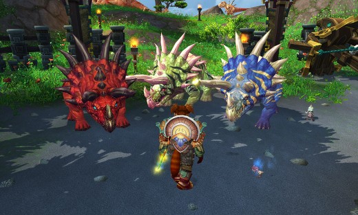 My guildies dressed up as dinosaurs.